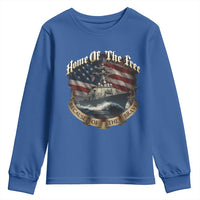 Navy Veteran Youth Sweatshirt Home Of The Free Because Of The Brave American Flag - Wonder Print Shop