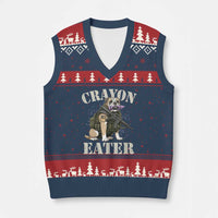 Funny Crayon Eater V-Neck Knit Sweater Vest Military Corps Proud Marine Soldier - Wonder Print Shop
