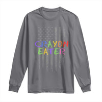 Funny Marine Military Veteran Long Sleeve Shirt Crayon Eater American Flag - Wonder Print Shop