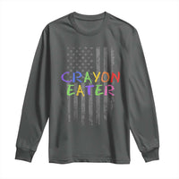 Funny Marine Military Veteran Long Sleeve Shirt Crayon Eater American Flag - Wonder Print Shop