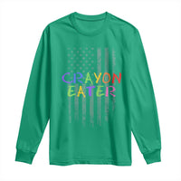 Funny Marine Military Veteran Long Sleeve Shirt Crayon Eater American Flag - Wonder Print Shop