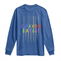 Funny Marine Military Veteran Long Sleeve Shirt Crayon Eater American Flag - Wonder Print Shop