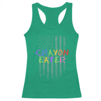 Funny Marine Military Veteran Racerback Tank Top Crayon Eater American Flag - Wonder Print Shop