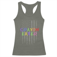 Funny Marine Military Veteran Racerback Tank Top Crayon Eater American Flag - Wonder Print Shop
