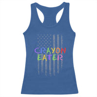 Funny Marine Military Veteran Racerback Tank Top Crayon Eater American Flag - Wonder Print Shop