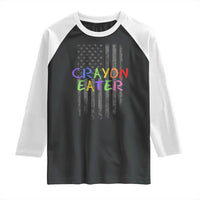 Funny Marine Military Veteran Raglan Shirt Crayon Eater American Flag - Wonder Print Shop