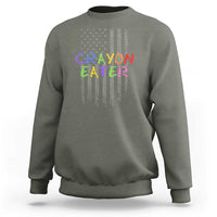 Funny Marine Military Veteran Sweatshirt Crayon Eater American Flag - Wonder Print Shop