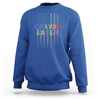 Funny Marine Military Veteran Sweatshirt Crayon Eater American Flag - Wonder Print Shop