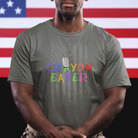 Funny Marine Military Veteran T Shirt Crayon Eater American Flag - Wonder Print Shop