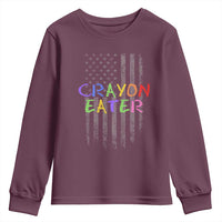 Funny Marine Military Veteran Youth Sweatshirt Crayon Eater American Flag - Wonder Print Shop