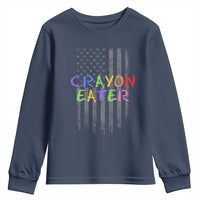 Funny Marine Military Veteran Youth Sweatshirt Crayon Eater American Flag - Wonder Print Shop