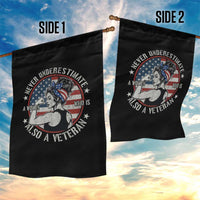 Never Underestimate A Women Who Is Also A Veteran Garden Flag Female Veteran - Wonder Print Shop
