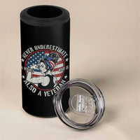 Never Underestimate A Women Who Is Also A Veteran 4 in 1 Can Cooler Tumbler Female Veteran - Wonder Print Shop