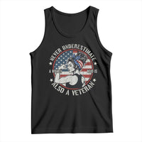Never Underestimate A Women Who Is Also A Veteran Tank Top Female Veteran - Wonder Print Shop