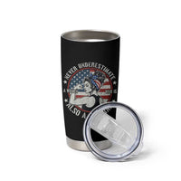 Never Underestimate A Women Who Is Also A Veteran Tumbler Cup Female Veteran - Wonder Print Shop