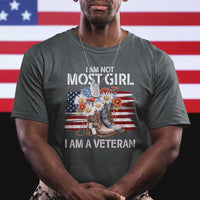 I Am Not Most Girl I Am A Veteran T Shirt Female Veteran Combat Boots - Wonder Print Shop