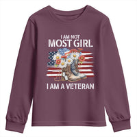 I Am Not Most Girl I Am A Veteran Youth Sweatshirt Female Veteran Combat Boots - Wonder Print Shop