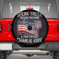 Speak Truth Defend Freedom A True Patriot Charlie Kirk Spare Tire Cover Vintage American Flag - Wonder Print Shop