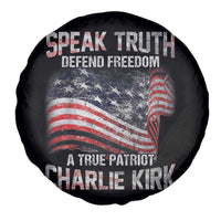 Speak Truth Defend Freedom A True Patriot Charlie Kirk Spare Tire Cover Vintage American Flag - Wonder Print Shop
