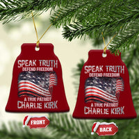 Speak Truth Defend Freedom A True Patriot Charlie Kirk Ceramic Ornament Vintage American Flag - Wonder Print Shop