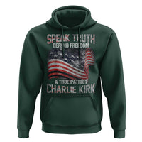 Speak Truth Defend Freedom A True Patriot Charlie Kirk Hoodie Vintage American Flag - Wonder Print Shop