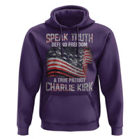 Speak Truth Defend Freedom A True Patriot Charlie Kirk Hoodie Vintage American Flag - Wonder Print Shop
