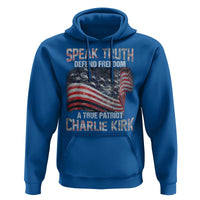 Speak Truth Defend Freedom A True Patriot Charlie Kirk Hoodie Vintage American Flag - Wonder Print Shop