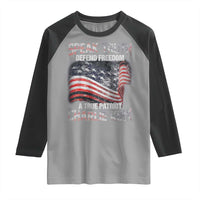 Speak Truth Defend Freedom A True Patriot Charlie Kirk Raglan Shirt Vintage American Flag - Wonder Print Shop