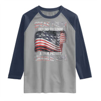 Speak Truth Defend Freedom A True Patriot Charlie Kirk Raglan Shirt Vintage American Flag - Wonder Print Shop