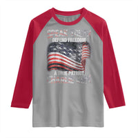 Speak Truth Defend Freedom A True Patriot Charlie Kirk Raglan Shirt Vintage American Flag - Wonder Print Shop