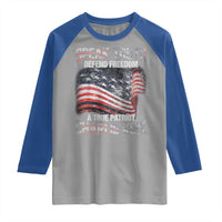 Speak Truth Defend Freedom A True Patriot Charlie Kirk Raglan Shirt Vintage American Flag - Wonder Print Shop