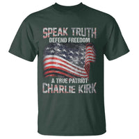 Speak Truth Defend Freedom A True Patriot Charlie Kirk T Shirt Vintage American Flag - Wonder Print Shop