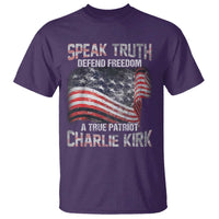 Speak Truth Defend Freedom A True Patriot Charlie Kirk T Shirt Vintage American Flag - Wonder Print Shop