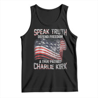 Speak Truth Defend Freedom A True Patriot Charlie Kirk Tank Top Vintage American Flag - Wonder Print Shop