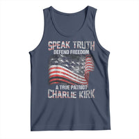 Speak Truth Defend Freedom A True Patriot Charlie Kirk Tank Top Vintage American Flag - Wonder Print Shop