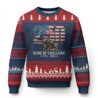 250 Years Of Excellence Ugly Christmas Sweater 250th US Military Birthday Iwo Jima - Wonder Print Shop