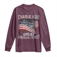 Charlie Kirk Long Sleeve Shirt Great American Patriot American Flag - Wonder Print Shop