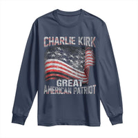 Charlie Kirk Long Sleeve Shirt Great American Patriot American Flag - Wonder Print Shop