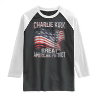 Charlie Kirk Raglan Shirt Great American Patriot American Flag - Wonder Print Shop