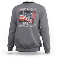 Charlie Kirk Sweatshirt Great American Patriot American Flag - Wonder Print Shop