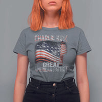 Charlie Kirk T Shirt For Women Great American Patriot American Flag - Wonder Print Shop