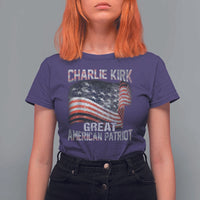 Charlie Kirk T Shirt For Women Great American Patriot American Flag - Wonder Print Shop