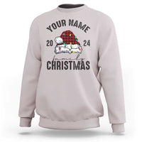 Personalized Christmas Family Sweatshirt Custom Name Family Christmas 2024 Santa Hat - Wonder Print Shop