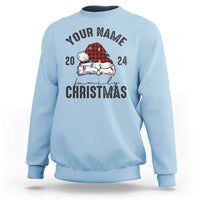 Personalized Christmas Family Sweatshirt Custom Name Family Christmas 2024 Santa Hat - Wonder Print Shop