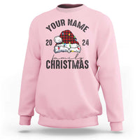 Personalized Christmas Family Sweatshirt Custom Name Family Christmas 2024 Santa Hat - Wonder Print Shop