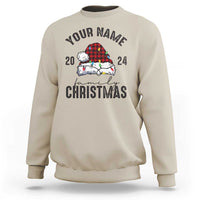 Personalized Christmas Family Sweatshirt Custom Name Family Christmas 2024 Santa Hat - Wonder Print Shop
