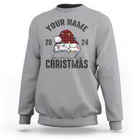 Personalized Christmas Family Sweatshirt Custom Name Family Christmas 2024 Santa Hat - Wonder Print Shop