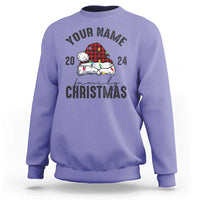 Personalized Christmas Family Sweatshirt Custom Name Family Christmas 2024 Santa Hat - Wonder Print Shop