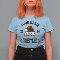 Personalized Christmas Family T Shirt For Women Custom Name Family Christmas 2024 Santa Hat - Wonder Print Shop