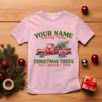Personalized Christmas Family T Shirt Custom Name Family Farm Christmas Trees Vintage Truck - Wonder Print Shop